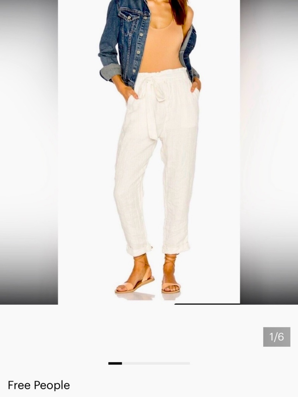 Free People White Lightweight linen small Pants